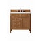 James Martin Vanities Brittany 36in Single Vanity, Saddle Brown w/ 3 CM White Zeus Quartz Top 650-V36-SBR-3WZ - alternate 1